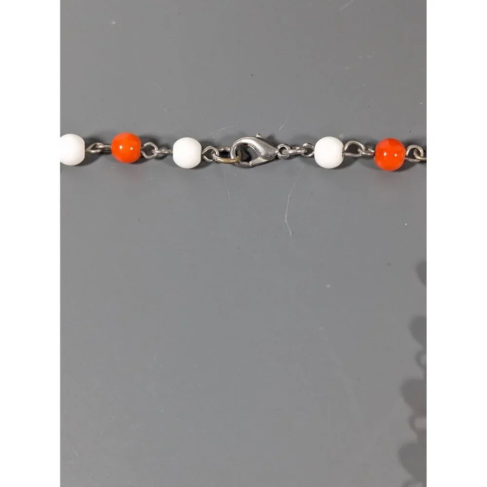 Boho Coastal Chic‎ White Orange Brown Stone Layered Necklace 17